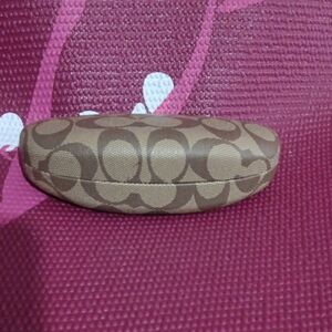 Coach Tan Patterned Glasses Case